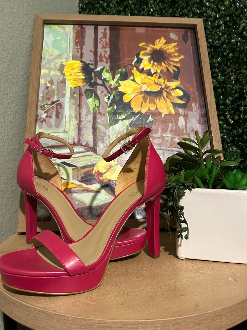 MICHAEL KORS Hot Pink Ankle-Strap Platform Heels - Women